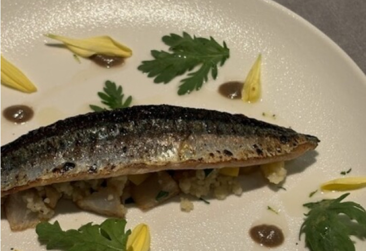 【Antipasto Caldo(温前菜)】秋刀魚のソテー　クスクスと秋野菜のサラダ(2名様分）